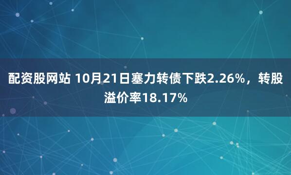 配资股网站 10月21日塞力转债下跌2.26%，转股溢价率18.17%